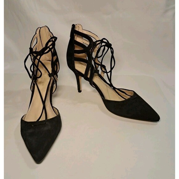 Marc Fisher Size 8M Truthe Lace Up 3" Heels Suede Pointed Toe Pumps PLS READ - Picture 2 of 11
